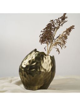 Folkstorys - Hammered Metal Vase Gold