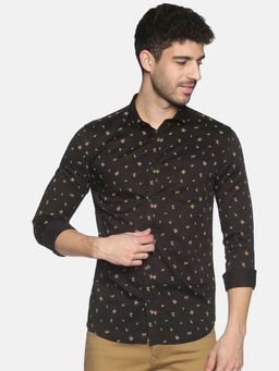 SHOWOFFFF - Mens Casual Black Slim Fit Full Shirt