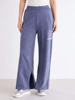 Styli - Women Blue Wide Leg Trackpant