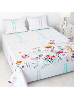 Story@Home - Microfiber King Size Bedsheet with 2 Pillow Covers Floral Print