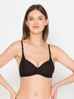 Groversons Paris Beauty - Wireless Seamless Full Coverage Tshirt Bra-Black