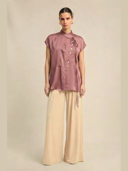 NEORA BY NEHAL CHOPRA - Mauve Bemberg High Neck Top