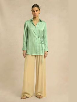 NEORA BY NEHAL CHOPRA - Ash Bemberg Green Wrap Top