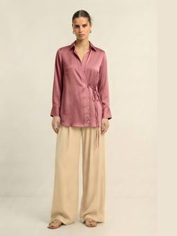 NEORA BY NEHAL CHOPRA - Mauve Bemberg Wrap Top