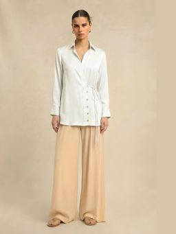 NEORA BY NEHAL CHOPRA - Ivory White Bemberg Wrap Top