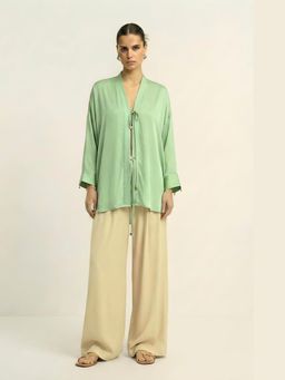 NEORA BY NEHAL CHOPRA - Ash Bemberg Green Loop Top