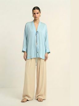 NEORA BY NEHAL CHOPRA - Tropical Breeze Bemberg Blue Loop Top