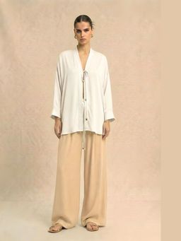 NEORA BY NEHAL CHOPRA - Ivory White Bemberg Loop Top
