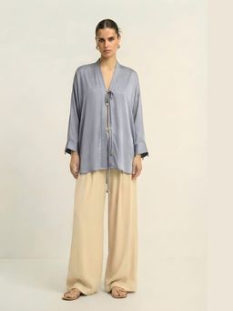 NEORA BY NEHAL CHOPRA - Steel Grey Bemberg Loop Top