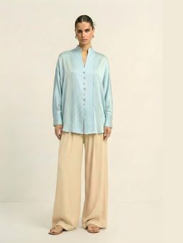 NEORA BY NEHAL CHOPRA - Tropical Breeze Bemberg Blue Kaftan Top