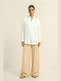 NEORA BY NEHAL CHOPRA - Ivory White Bemberg Kaftan Top