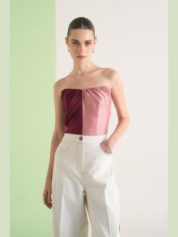 The Dapper Lady - Rose Dual Multi Colored Solid Crop Top
