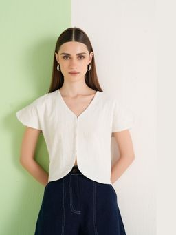 The Dapper Lady - Ivory Petal White Solid Shirt