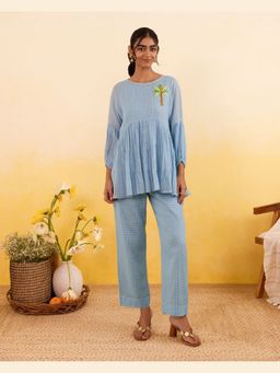 Taro India - Sky Grid Blue Co-ord Set