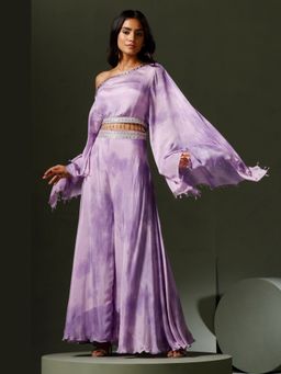 "Two Sisters" by Gyans - Purple Tie and Dye Top With Pant