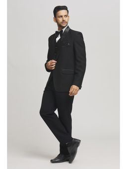 Aham-Vayam - Men's Black Jacket with Shirt, Waistcoat, Pant and Bow Tie