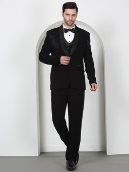 Aham-Vayam - Men's Black Jacket with Shirt, Waistcoat, Pant and Bow Tie
