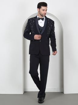 Aham-Vayam - Men's Black Jacket with Shirt, Waistcoat, Pant and Bow Tie