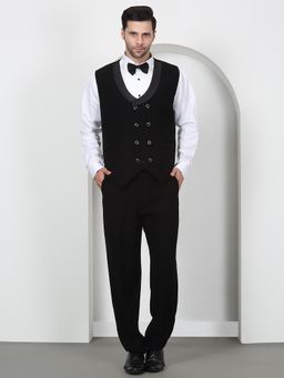 Aham-Vayam - Men's Black Jacket with Shirt, Waistcoat, Pant and Bow Tie
