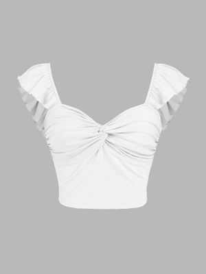 Twisted Sleeve White Top