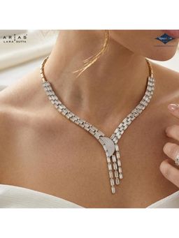 Sparkles - Arias By Lara Shimmering Waterfall Baguette Diamond V-Necklace