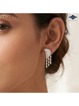 Sparkles - Arias By Lara Dutta Radiant Pave Wing and Baguette Drop Statement Earrings