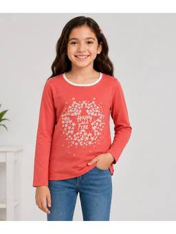 3PIN - Girls Cotton Printed Full Sleeve T-Shirt