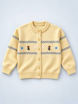 Little Surprise Box - Pastel Yellow Floral Knitted Winter Cardigan