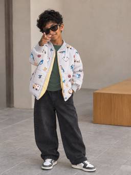 Little Surprise Box - Grey Dumper Quilted Bomber Winter Jacket