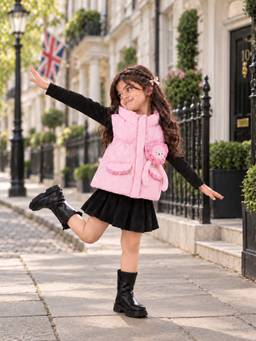 Little Surprise Box - Pink Teddy Puffer Sleeveless Winter Jacket