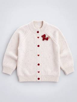 Little Surprise Box - Cream Little Pony Winter Cardigan with Horse Brooch