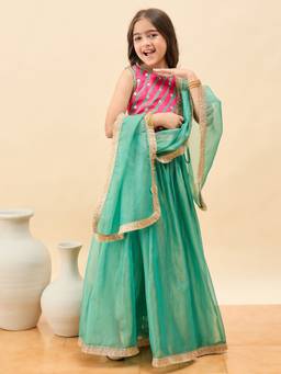 StyloBug - Girls Embroidered Lehenga With Choli & Dupatta