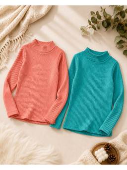 AWW HUNNIE - Woollen Full Sleeves High Neck T-shirts (Pack Of 2)
