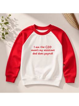 AWW HUNNIE - Terry Raglan Full Sleeves Round Neck Sweatshirt- Red