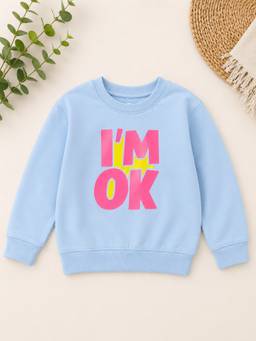 AWW HUNNIE - Terry Full Sleeves Round Neck Sweatshirt- Blue