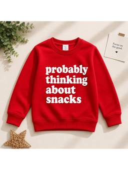 AWW HUNNIE - Terry Full Sleeves Round Neck Sweatshirt- Red