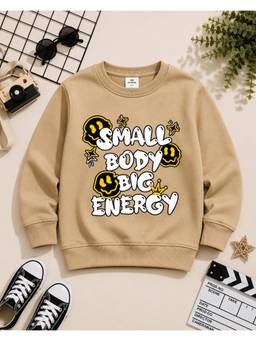 AWW HUNNIE - Terry Full Sleeves Round Neck Sweatshirt- Beige