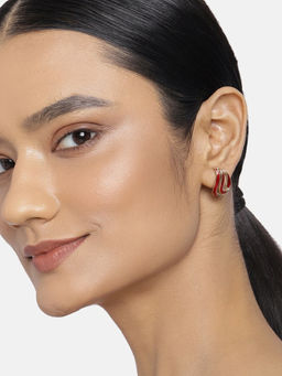 Estele - Gold Plated Red Drop Stud Earrings for Women and Girls