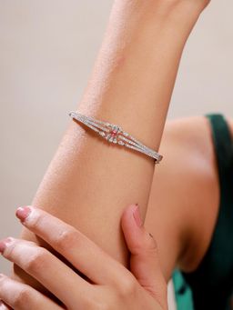 Voylla - Sparkling Elegance Pink Bloom Cz Bracelet