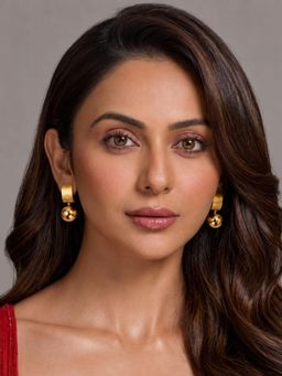 Accessher - Gold Tone Ball Earrings with Geometric for Women