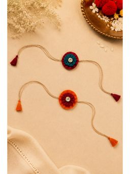 WHE - Handmade Fabric Flower Rakhi Combo (Pack of 2)