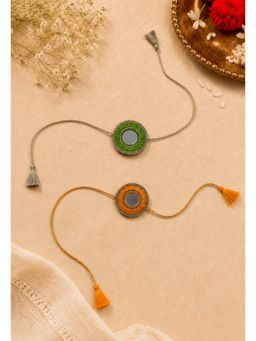 WHE - Handmade Crochet Mirror Rakhi combo (Pack of 2)