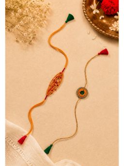 WHE - Handmade Yellow Crochet Rakhi Combo (Pack of 2)