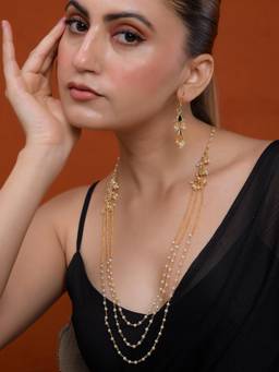 Silvermerc Designs - Multi Layer Beaded Necklace Set with Matching Dangle Earrings for Women