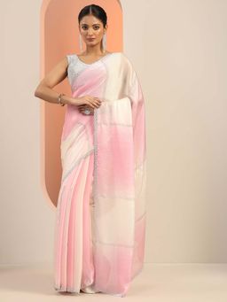 Libas - Pink Ombre Saree with Unstitched Blouse