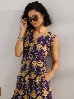 Libas - Purple Printed Kurta and Palazzo