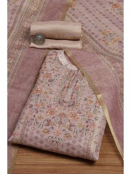 Biba - Lavender Floral Unstitched Kurta and Bottom with Dupatta