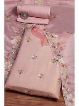 Biba - Coral Floral Unstitched Kurta and Bottom with Dupatta