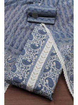 Biba - Blue Paisley Unstitched Kurta and Bottom with Dupatta