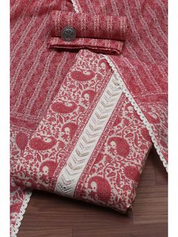 Biba - Pink Paisley Unstitched Kurta and Bottom with Dupatta
